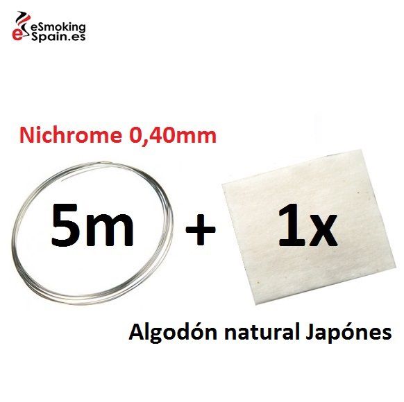 Nichrome 0,40mm (5m) + Algodón natural Japónes
