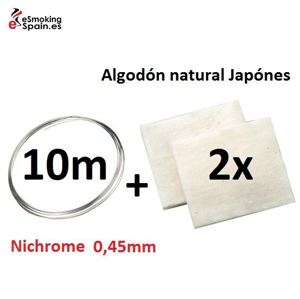 Nichrome 0,45mm (10m) +Algodón natural Japónes