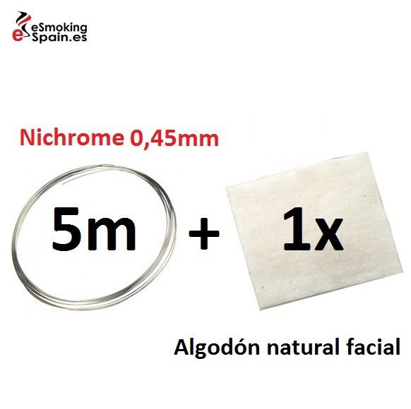 Nichrome 0,45mm (5m) + Algodón natural Japónes