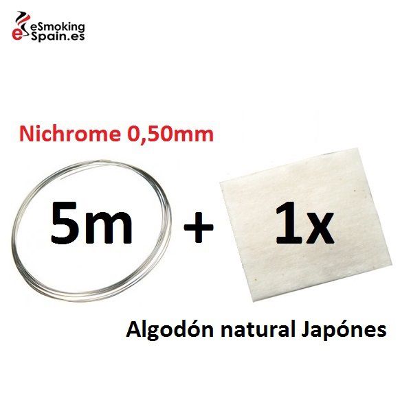 Nichrome 0,50mm (5m) + Algodón natural Japónes